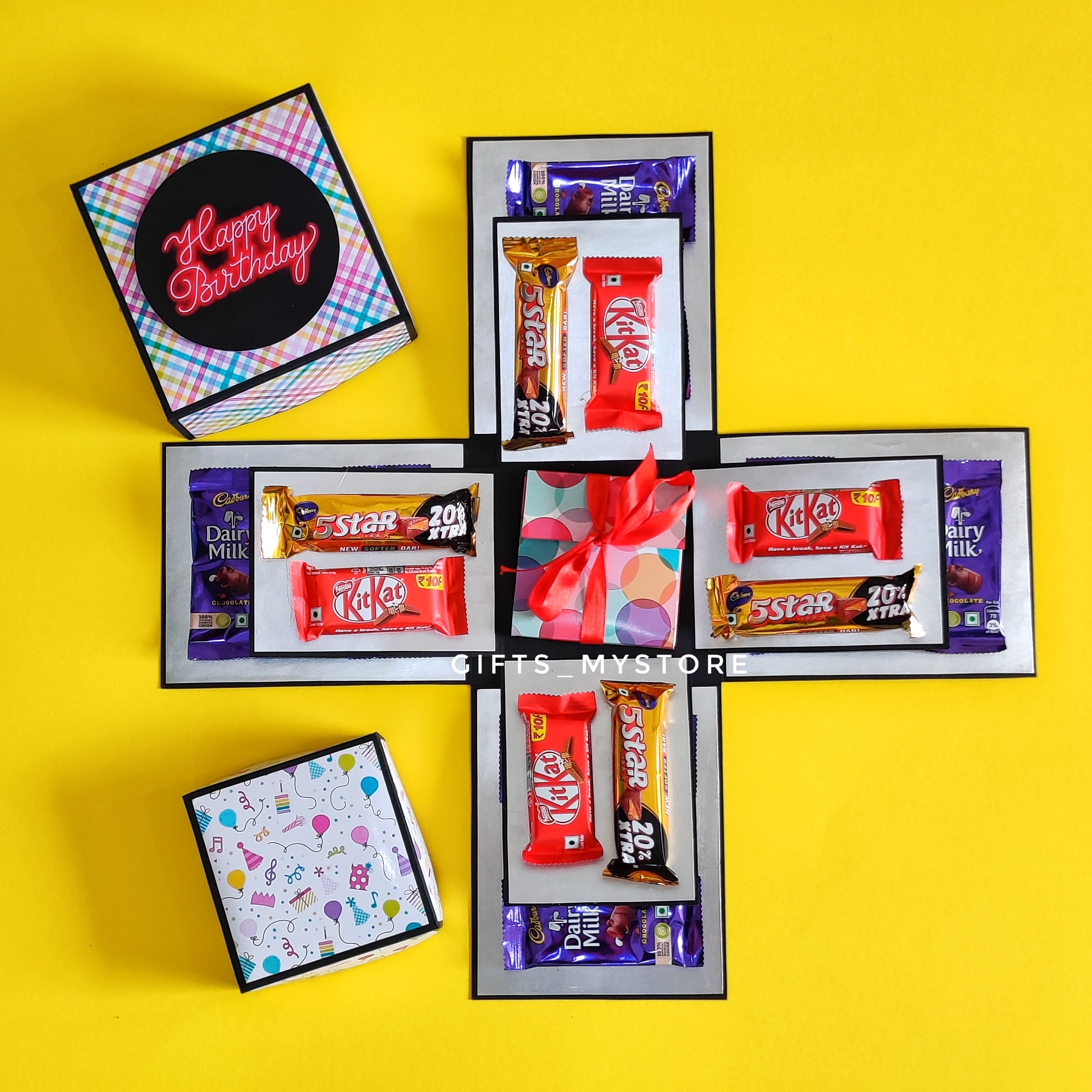 2LAYER SMALL CHOCOLATE EXPLOSION BOX_OPTIONS_DAIRY MILK + KITKAT + 5STAR
